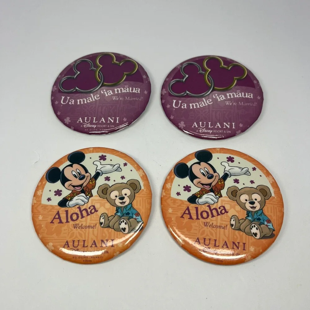 Aulani Disney Resort‎ Mickey Mouse Duffy Aloha Wedding Pins Set of 4 Resort